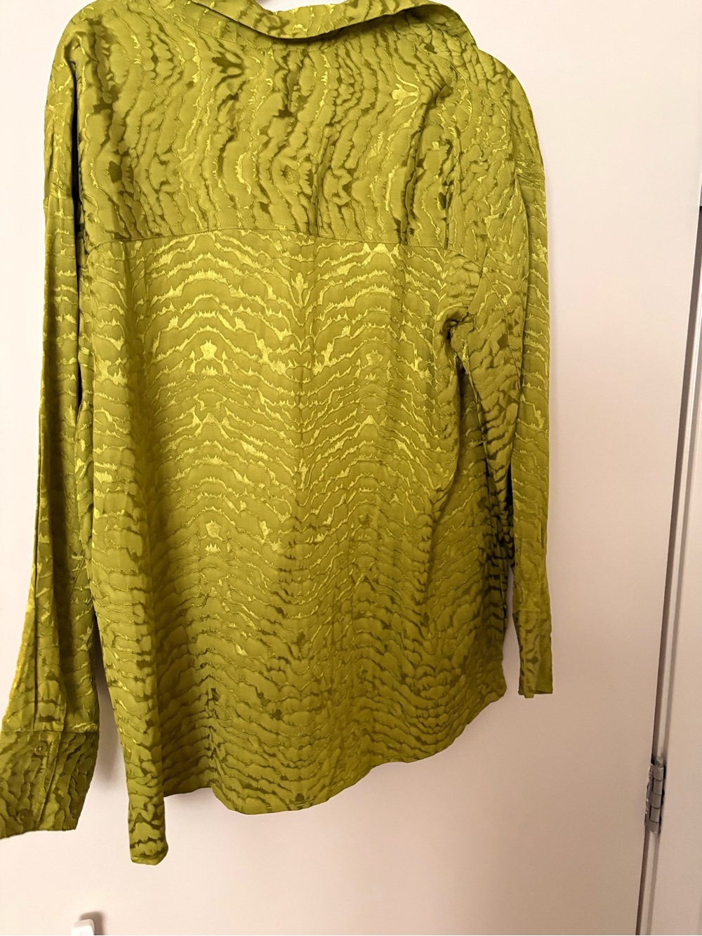 Rachel Zoe Olive Green Textured Silk Blouse - Picture 7 of 9